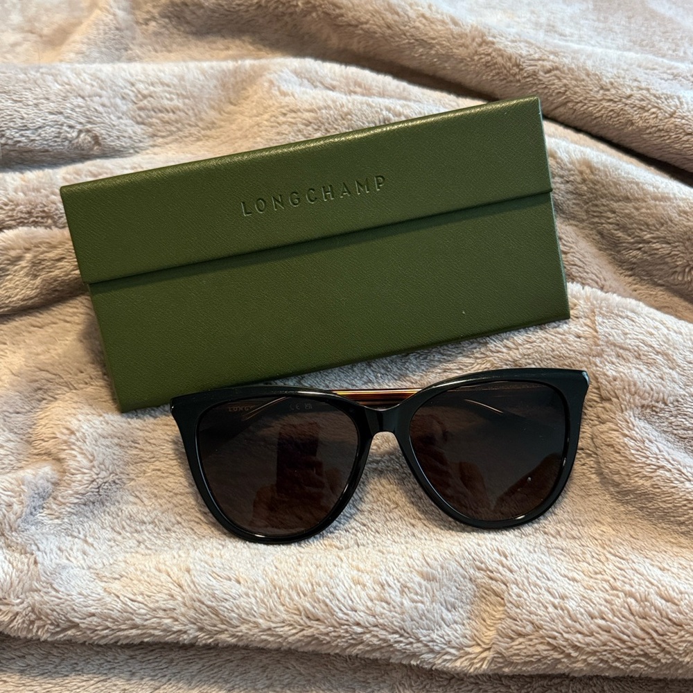 Longchamp Black Sunglasses with Green Case